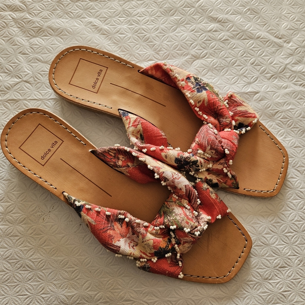 Dolce Vita Women's Beaded Floral Sandals - Red